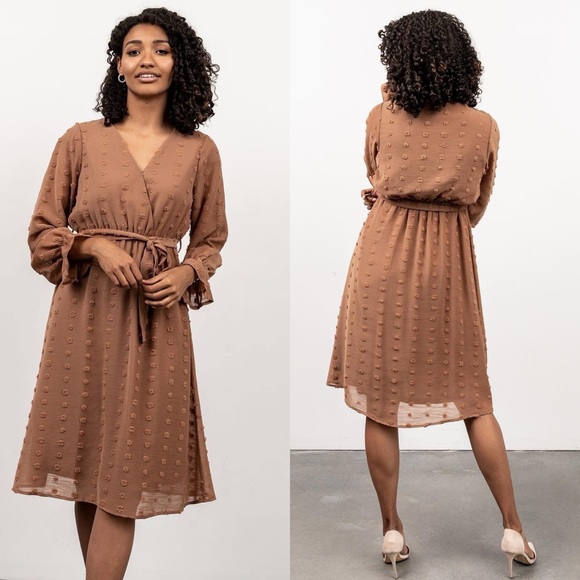 Baltic Born Paisley Camel Dot Midi Dress XL NWT - Picture 1 of 6